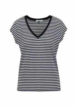 Cc Heart Basic V-Neck T-Shirt Striped