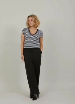Cc Heart Basic V-Neck T-Shirt Striped