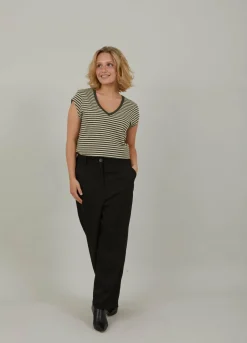 Cc Heart Basic V-Neck T-Shirt Striped