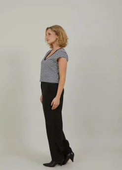 Cc Heart Basic V-Neck T-Shirt Striped