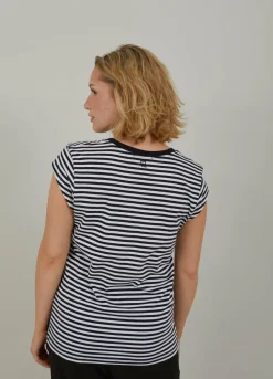 Cc Heart Basic V-Neck T-Shirt Striped