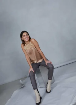 Cc Heart Leather Leggings