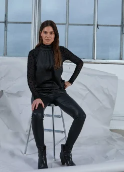 Cc Heart Leather Leggings