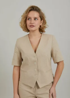 Cropped Blazer W. Short Sleeves