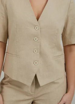 Cropped Blazer W. Short Sleeves