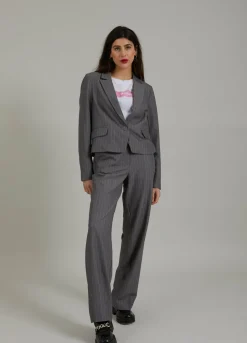 Cropped Pinstripe Blazer