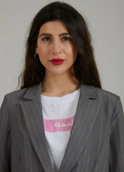 Cropped Pinstripe Blazer