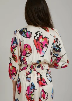 Dress W. Buttons And Butterfly Print