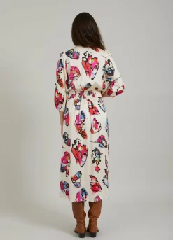 Dress W. Buttons And Butterfly Print