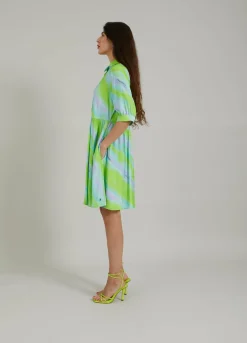 Dress W. Faded Stripe Print