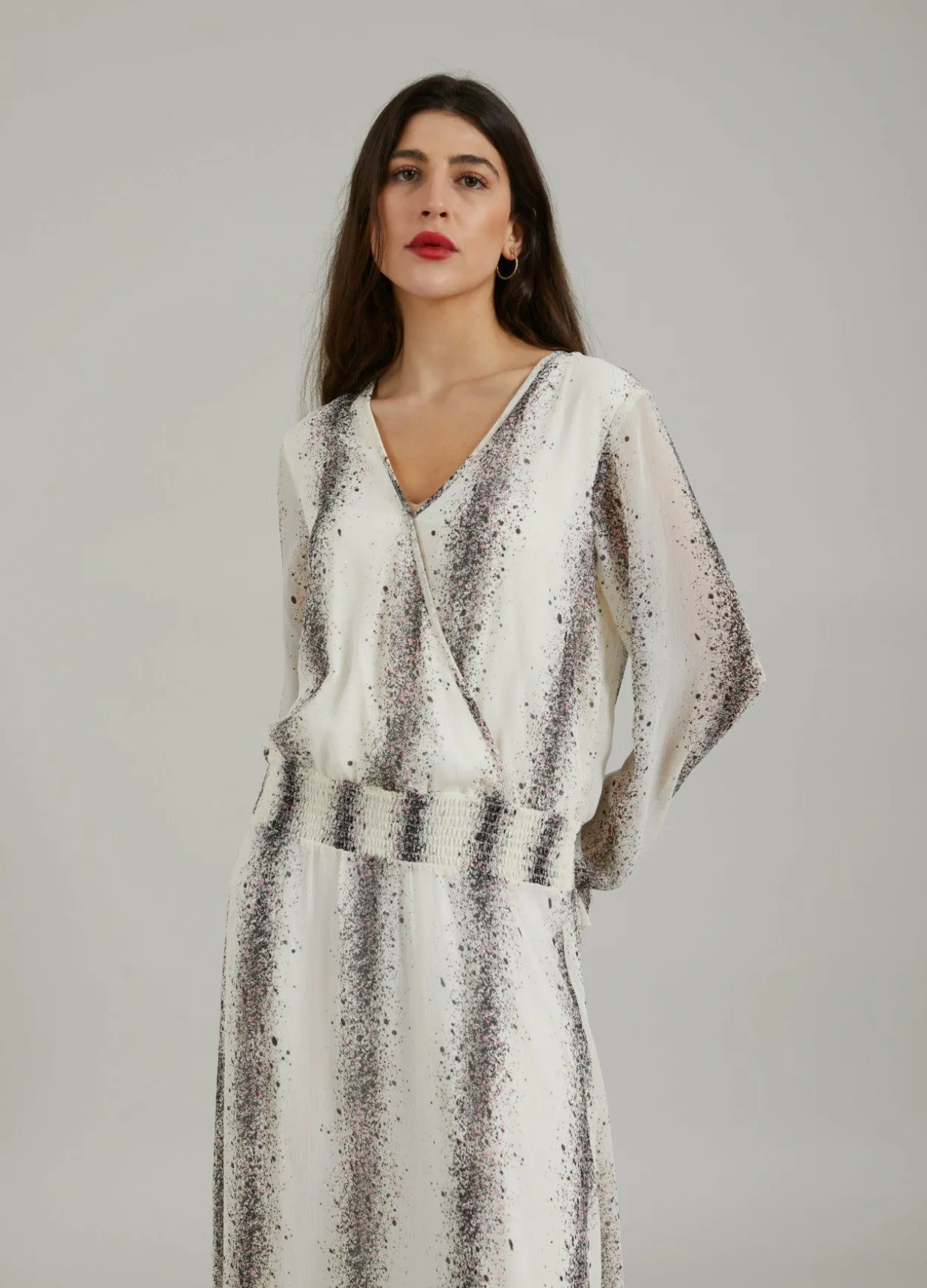Dress W. Stripe Splash Print