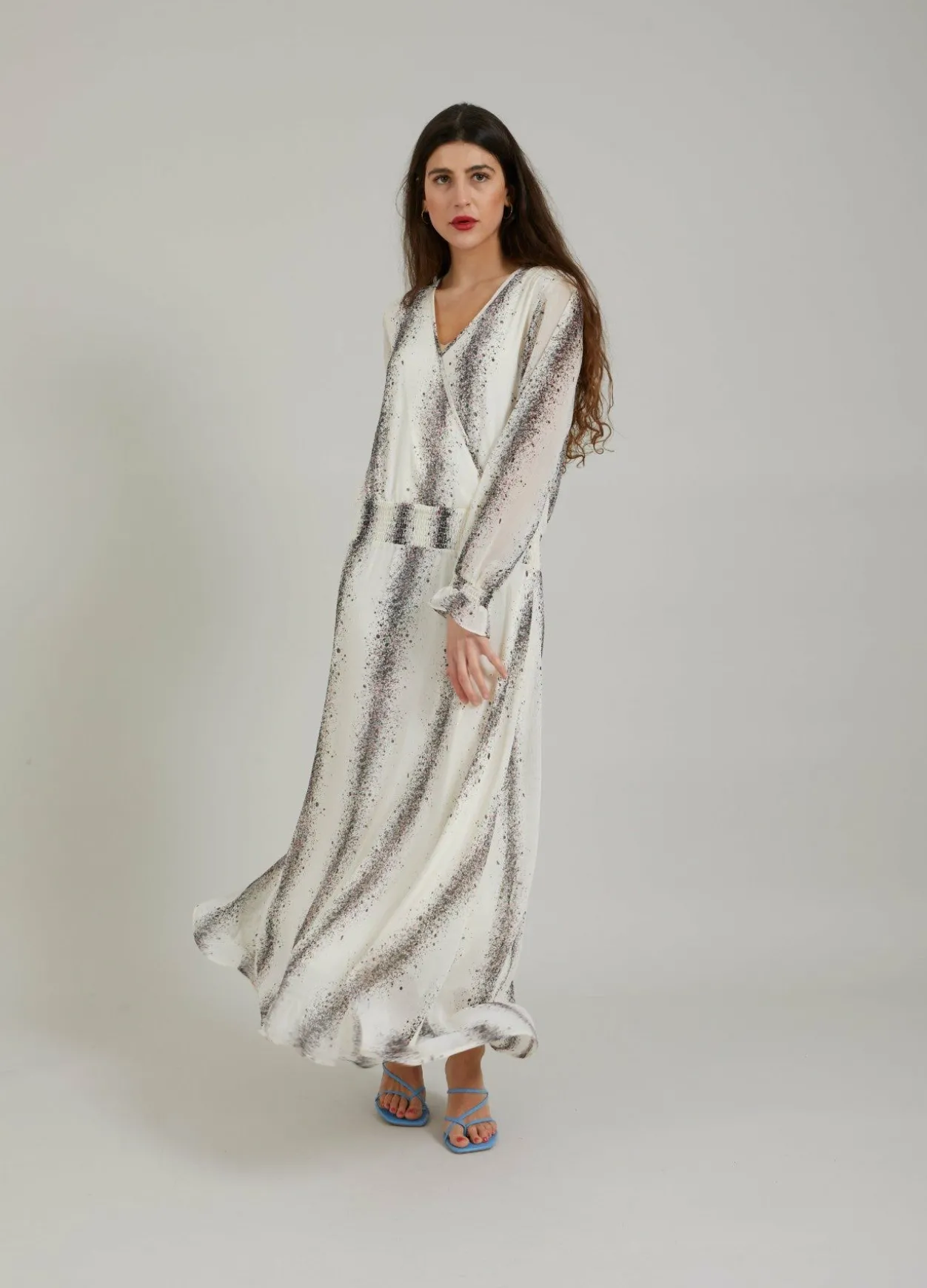 Dress W. Stripe Splash Print