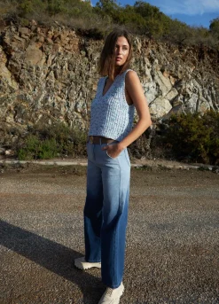 Jeans With Wide Legs And Press Fold