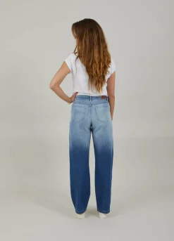 Jeans With Wide Legs And Press Fold