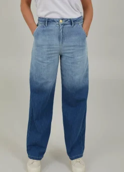Jeans With Wide Legs And Press Fold