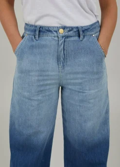Jeans With Wide Legs And Press Fold