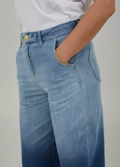 Jeans With Wide Legs And Press Fold