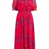 Long Dress In Feather Bloom Print