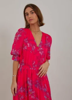 Long Dress In Feather Bloom Print