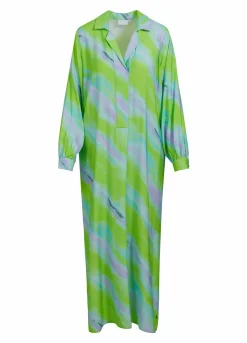 Long Dress W. Faded Stripe Print