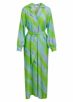 Long Dress W. Faded Stripe Print
