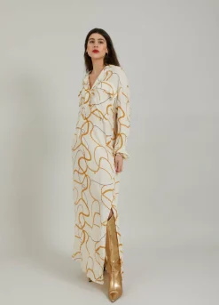 Long Shirt Dress W. Chain Print