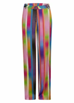 Pants In Faded Stripe Print