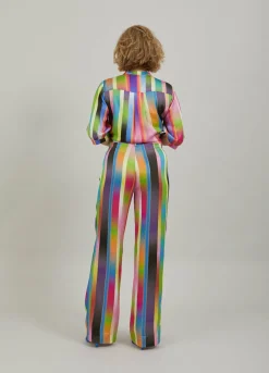 Pants In Faded Stripe Print