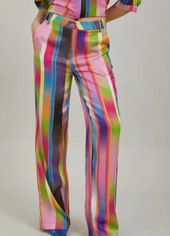 Pants In Faded Stripe Print