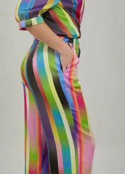 Pants In Faded Stripe Print
