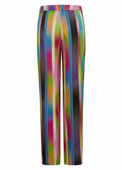 Pants In Faded Stripe Print