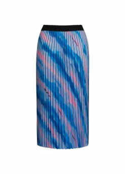 Pleated Skirt W. Faded Stripe Print