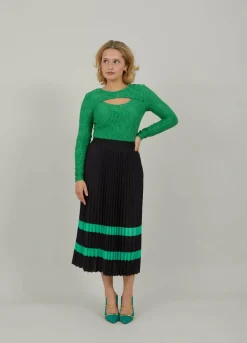 Pleated Skirt With Stripes