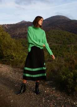 Pleated Skirt With Stripes