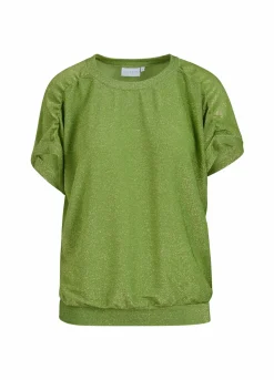Shimmer Top With Gatherings At Sleeve