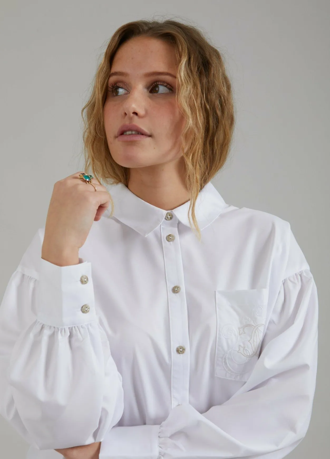 Shirt W. Boxy Fit And Embroidery