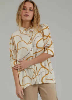 Shirt W. Chain Print And 3/4 Length Sleeves