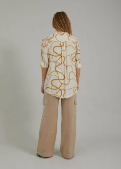 Shirt W. Chain Print And 3/4 Length Sleeves