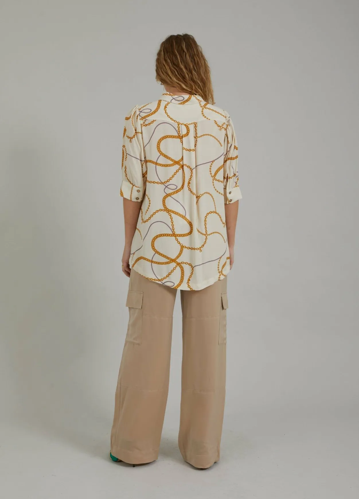 Shirt W. Chain Print And 3/4 Length Sleeves