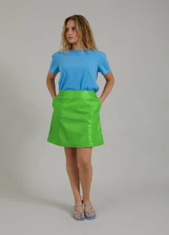 Short A-Line Leather Skirt