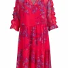 Short Dress In Feather Bloom Print