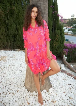 Short Dress In Feather Bloom Print