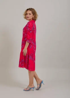 Short Dress In Feather Bloom Print
