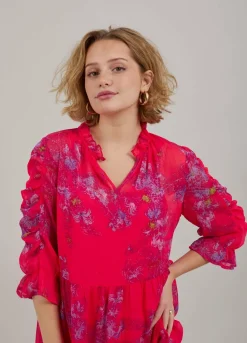 Short Dress In Feather Bloom Print