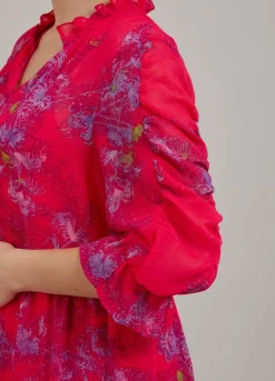 Short Dress In Feather Bloom Print