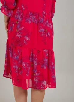 Short Dress In Feather Bloom Print