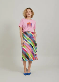 Skirt In Faded Stripe Print