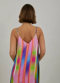 Slip Dress In Faded Stripe Print
