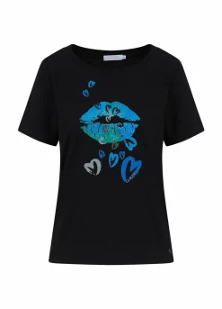T-Shirt With Heart Lips Print
