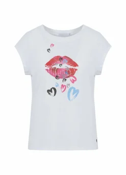 T-Shirt With Heart Lips Print